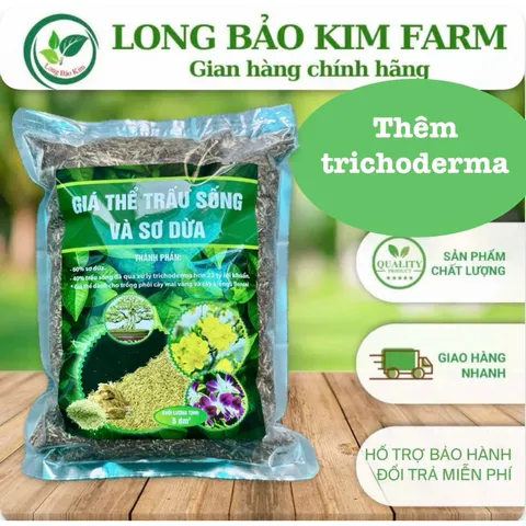 Giá Thể Trồng Cây: Trấu Sống + Xơ Dừa + Trichoderma - Hỗ Trợ Phát Triển Rễ, Phòng Ngừa Nấm Bệnh gói 5dm3