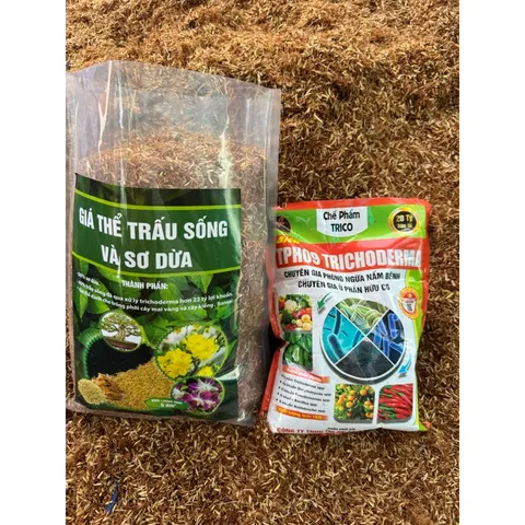 Giá Thể Trồng Cây: Trấu Sống + Xơ Dừa + Trichoderma - Hỗ Trợ Phát Triển Rễ, Phòng Ngừa Nấm Bệnh gói 5dm3