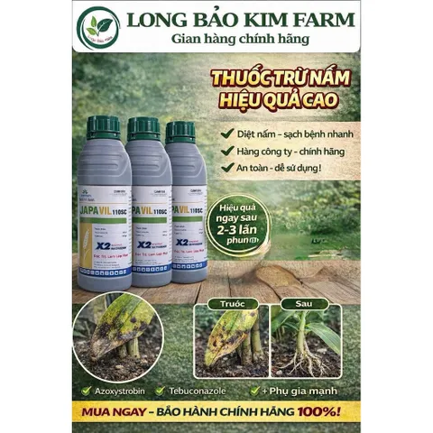 JAPAVIL 110SC – Thuốc trừ bệnh nấm hiệu lực mạnh, bảo vệ cây trồng chai 1 lít nước trắng