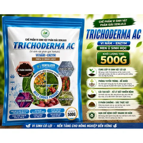 TRICHODERMA AC 500G Vi Nấm Men Ủ Sinh Học Phân Giải Hữu Cơ Phòng Tuyến Trùng Cải Tạo Đất Thối Rễ Vàng Lá