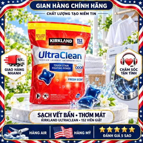 VIÊN GIẶT XẢ QUẦN ÁO KIRKLAND ULTRA CLEAN MỸ TÚI LỚN 152 VIÊN