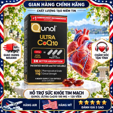 VIÊN UỐNG BỔ TIM MẠCH QUNOL ULTRA COQ10 100MG MỸ HỘP 120 VIÊN