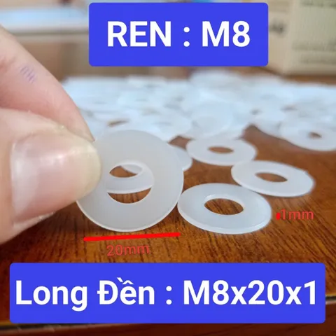 long đen nhựa trắng,bulong nhựa trắng M8x20x1 cách điện,vòng đệm cách điện