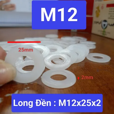 [combo 100 cái ] long đền nhựa , vòng đệm nhựa M12x25x2 , vòng đệm nhựa cách điện