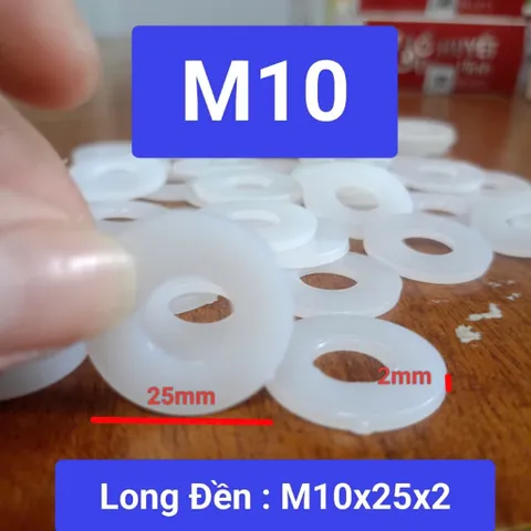 [combo 100 cái ] long đền nhựa trắng M10x25x2 ,vòng đệm nhựa cách điện