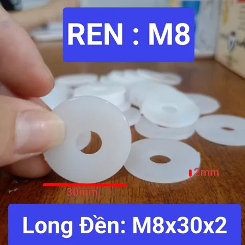 [combo 100 cái] long đền nhựa trắng M8x30x2 , vòng đệm nhựa cách điện