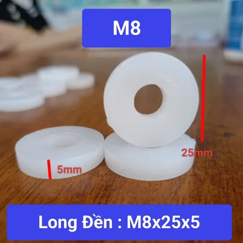 [combo 100 cái ] Long đền nhựa trắng dầy M8x25x5,vòng đệm cách nhiệt