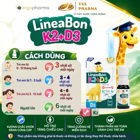 LineaBon Vitamin D3K2 Dạng Xịt Bổ Sung D3, K2 - 10ml