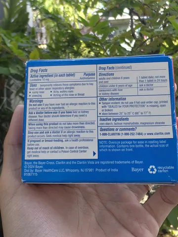 VIÊN UỐNG DỊ ỨNG CLARITIN 10MG BAYER MỸ HỘP 100 VIÊN
