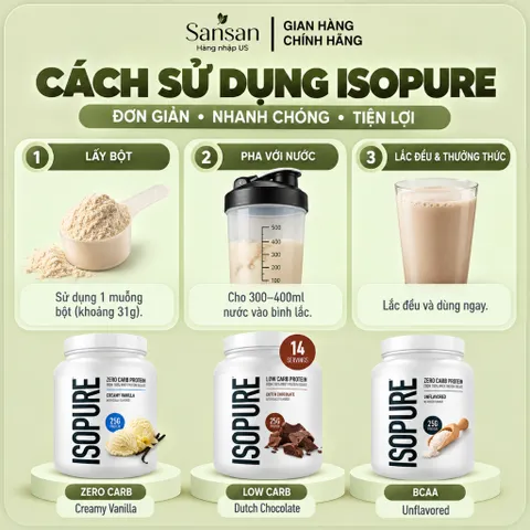 Bột Whey Protein Isopure 100% Whey Isolate 25g Protein 14 Khẩu Phần Zero Carb Low Carb Hỗ Trợ Phát Triển Và Phục Hồi Cơ