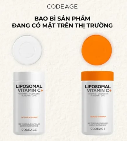 Viên Uống Sáng Da Codeage Liposomal Vitamin C - 500mg Vitamin C Chống Oxy Hóa - Hộp 180 Viên Tăng Cường Collagen, Dưỡng Da Sáng Mịn