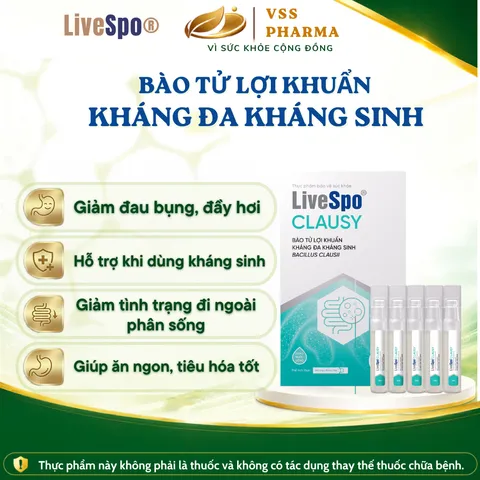 Men vi sinh 2 tỷ lợi khuẩn LiveSpo Clausy chính hãng 10 ống 896756