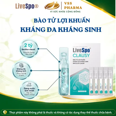 Men vi sinh 2 tỷ lợi khuẩn LiveSpo Clausy chính hãng 10 ống 896756