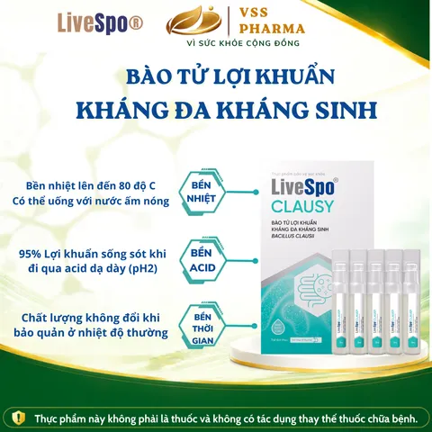 Men vi sinh 2 tỷ lợi khuẩn LiveSpo Clausy chính hãng 10 ống 896756