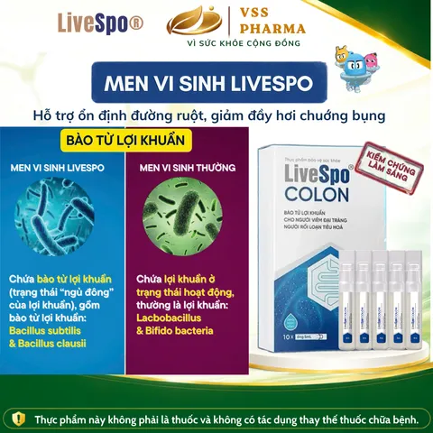 Bào tử lợi khuẩn cho người viêm đại tràng, rối loạn tiêu hóa LiveSpo Colon(10 ống x 5ml)
