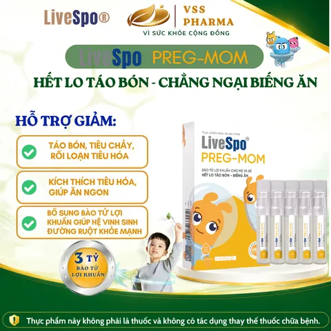Bào tử lợi khuẩn cho mẹ và bé hếtt lo táo bón - biếng ăn LiveSpo PREG-MOM (20 ống x 5ml) 896825