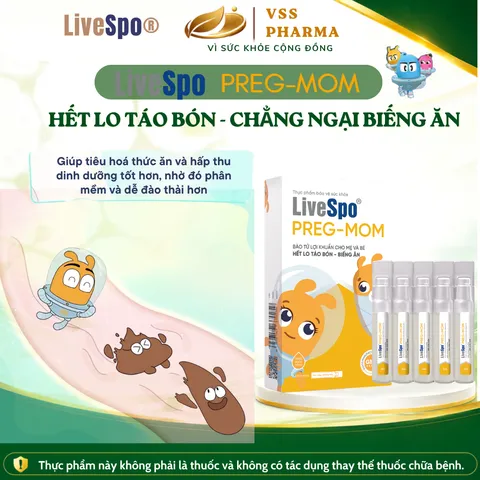 Bào tử lợi khuẩn cho mẹ và bé hếtt lo táo bón - biếng ăn LiveSpo PREG-MOM (20 ống x 5ml) 896825