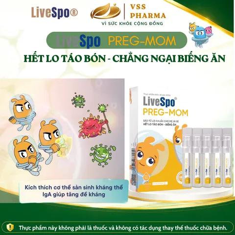 Bào tử lợi khuẩn cho mẹ và bé hếtt lo táo bón - biếng ăn LiveSpo PREG-MOM (20 ống x 5ml) 896825