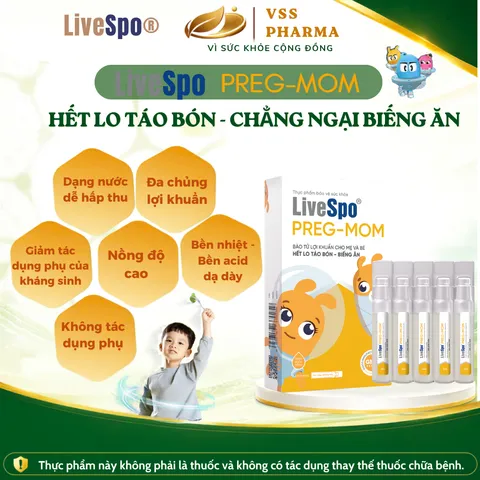 Bào tử lợi khuẩn cho mẹ và bé hếtt lo táo bón - biếng ăn LiveSpo PREG-MOM (20 ống x 5ml) 896825