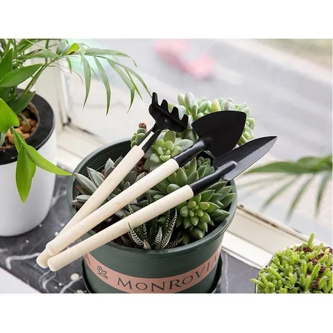 BỘ DỤNG CỤ LÀM VƯỜN MINI  3 MÓN CÁN GỖ CHO ĐẤT TRÔNG CÂY