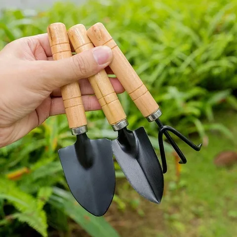 BỘ DỤNG CỤ LÀM VƯỜN MINI  3 MÓN CÁN GỖ CHO ĐẤT TRÔNG CÂY