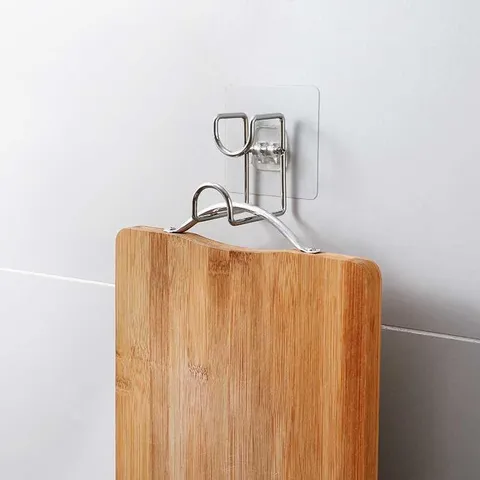 Móc treo thau chậu nhà tắm dán tường, móc dán inox miếng dán siêu dính