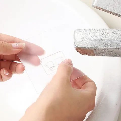 Móc treo thau chậu nhà tắm dán tường, móc dán inox miếng dán siêu dính