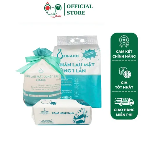 Khăn lau mặt dùng 1 lần spa Likado Cuộn 50 khăn/ Gói rút 80 khăn/ Túi rút 240 tờ kích thước (20x20cm)