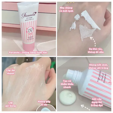 Kem chống nắng Dưỡng da dạng Gel Naris Parasola Fragrance, UV 2-sao SPF50+ PA++++ 90g
