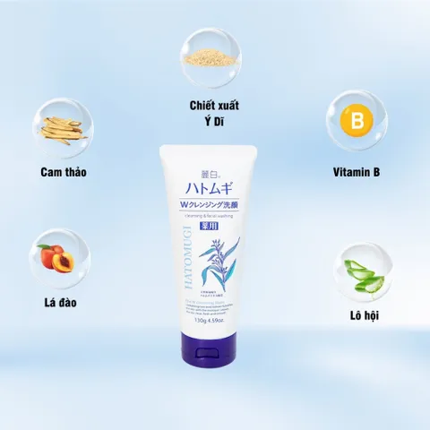 Sữa rửa mặt ý dĩ Hatomugi Naturie Nhật Bản chính hãng - Tuýp 130g, 170g