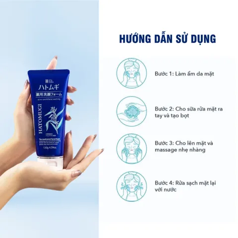 Sữa rửa mặt ý dĩ Hatomugi Naturie Nhật Bản chính hãng - Tuýp 130g, 170g