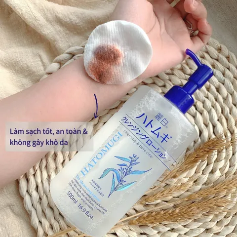 Nước Tẩy Trang Ý Dĩ Dưỡng Ẩm Sáng Da Sạch Sâu Lỗ Chân Lông Reihaku Hatomugi Cleansing Lotion 500m