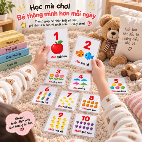 Thẻ Học Thông Minh Số Đếm 1-10 Cho Bé - Bộ 10 Thẻ Học Số Đếm Tiếng Việt - Thẻ Học Thông Minh Giúp Bé Nhận Biết Số (bs4)