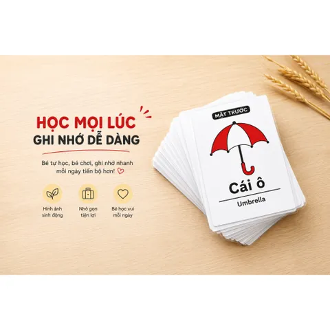 Thẻ Học Flashcard Cho Bé Song Ngữ Việt Anh - Combo 10 Thẻ học thông minh | Học Từ Vựng, Nhận Biết Thế Giới Quanh Bé