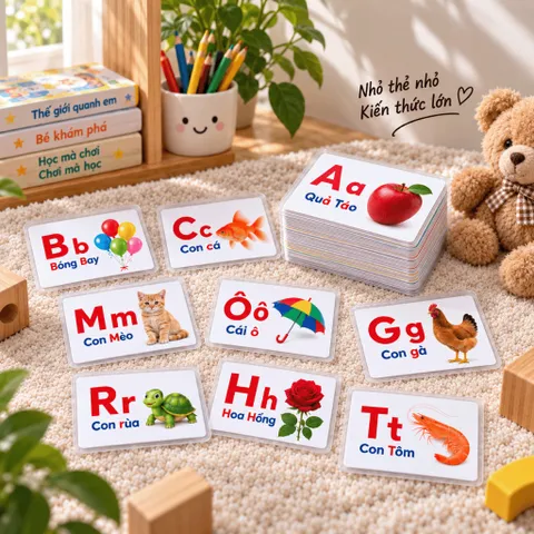 Bộ 29 Thẻ Học Thông Minh Bảng Chữ Cái Tiếng Việt Cho Bé – Thẻ Học Chữ Kèm Hình Ảnh Minh Họa, Học Liệu Mầm Non
