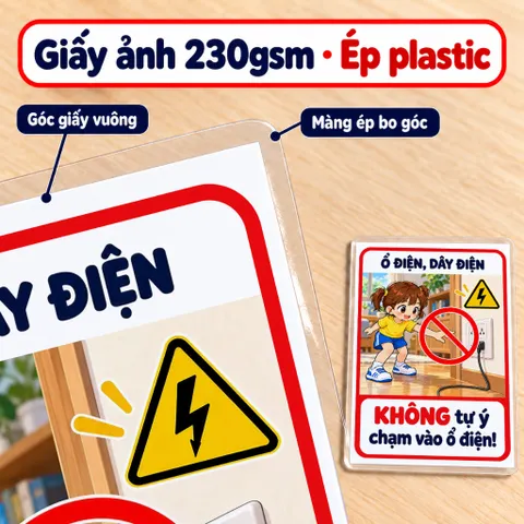 Bộ 20 Thẻ Học Cảnh Báo Cho Bé – Mẫu Bé Gái, Học Kỹ Năng An Toàn, Ép Plastic, A4 A5 A6
