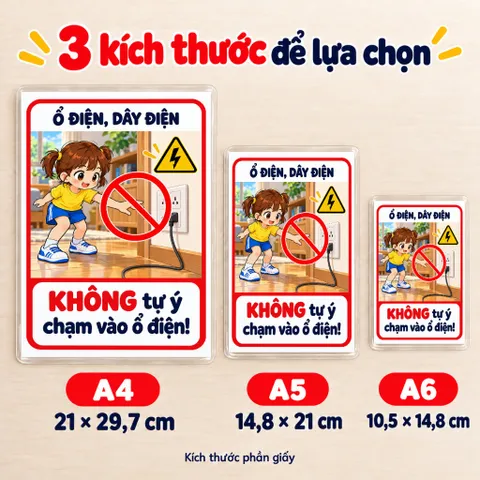 Bộ 20 Thẻ Học Cảnh Báo Cho Bé – Mẫu Bé Gái, Học Kỹ Năng An Toàn, Ép Plastic, A4 A5 A6