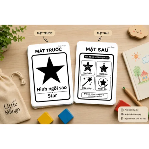 Flashcard Kích Thích Thị Giác A5 Cho Bé Sơ Sinh Đen Trắng 0-12 Tháng Thẻ Học Montessori Song Ngữ Việt Anh