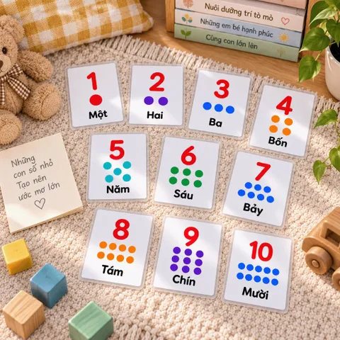 Thẻ Học Thông Minh Số Đếm 1-10 Cho Bé - Bộ 10 Thẻ Học Số Đếm Tiếng Việt - Thẻ Học Thông Minh Giúp Bé Nhận Biết Số (bs3)