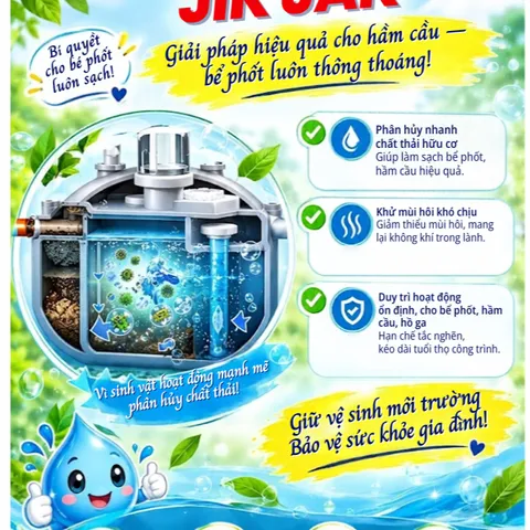 Men BIO Bể Phốt JIK JAK 200g – Xử Lý Hầm Cầu, Hỗ Trợ Khử Mùi, Phân Hủy Chất Hữu Cơ, Diệt Trứng Giun