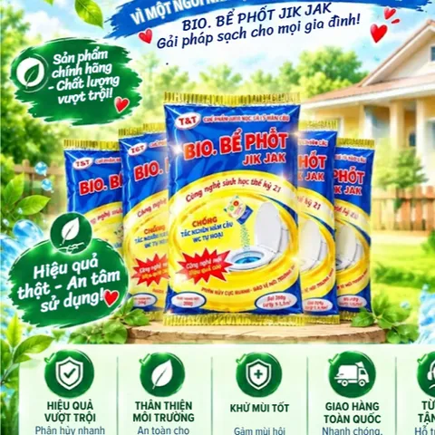 Men BIO Bể Phốt JIK JAK 200g – Xử Lý Hầm Cầu, Hỗ Trợ Khử Mùi, Phân Hủy Chất Hữu Cơ, Diệt Trứng Giun