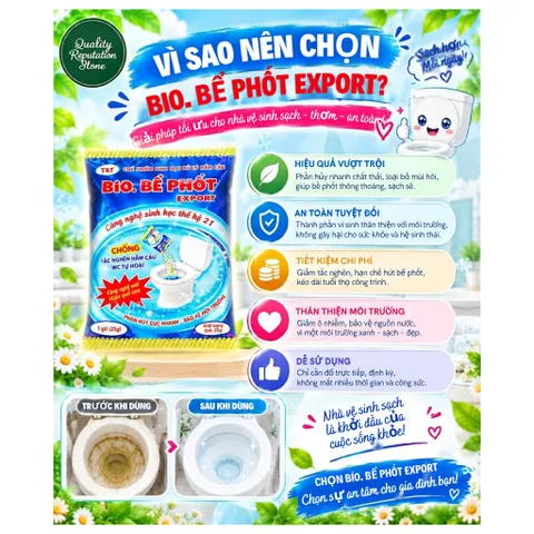 (Combo 10 Tặng 1) Men BIO Bể Phốt Export 250g – Công Nghệ Hỗ Trợ Nước Chảy Nhanh, Phòng Tắc Nghẽn, Khử Mùi Hôi,...Bồn Cầ