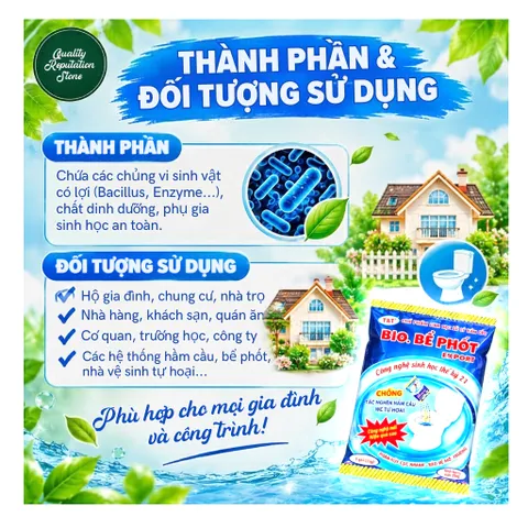 Men Bio Bể Phốt Export 250g – Công Nghệ Thế Kỷ 21 Phân Hủy Chất Thải, Khử Mùi Hôi, Hạn Chế Tắc Nghẽn Hầm Cầu, Nhà Vệ Sin