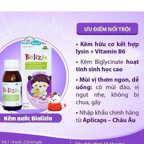 Kẽm hữu cơ Biolizin Aplicaps by clover 50ml 1 lọ