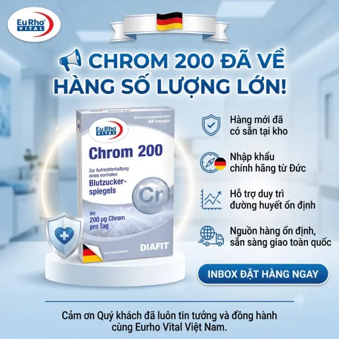 [CHÍNH HÃNG] Viên Uống Chrom 200 Hỗ Trợ Duy Trì Đường Huyết Ổn Định Đức (Hộp 60 Viên)