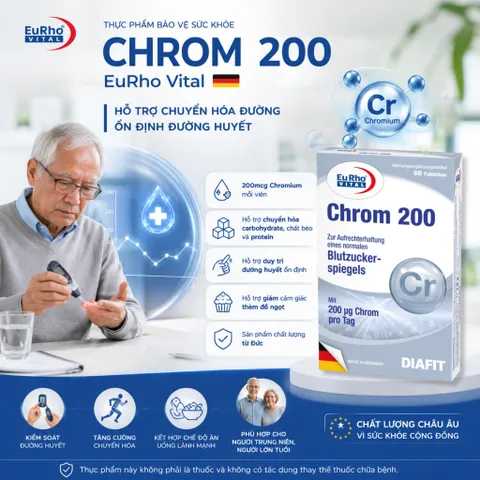 [CHÍNH HÃNG] Viên Uống Chrom 200 Hỗ Trợ Duy Trì Đường Huyết Ổn Định Đức (Hộp 60 Viên)