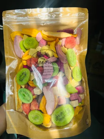 500G Mix 10 Loại Trái Cây Sấy Giòn Ngon Chua Ngọt , Túi Hút Chân Không | Công Nghệ Sấy Thăng Hoa