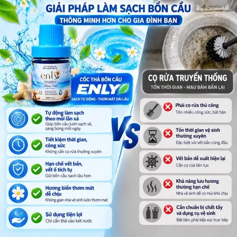 MUA 3 CỐC TẶNG 1 SÁP THƠM 50K - ENLY cốc thả bồn cầu tự động làm sạch, khử mùi, diệt khuẩn, giữ toilet luôn sạch