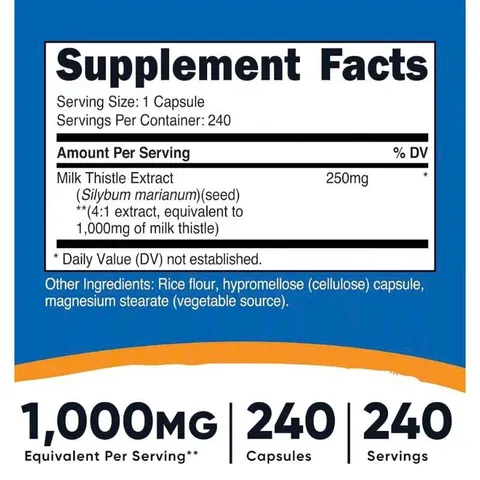 Viên uống giải độc gan Nutricost Milk Thistle 240 Viên, tăng cường chức năng gan