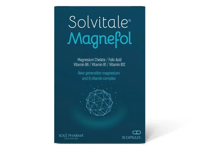 Viên uống bổ sung Magie hữu cơ Solvitale Magnefol Magie, Vitamin B, hỗ trợ giảm mệt mỏi căng thẳng